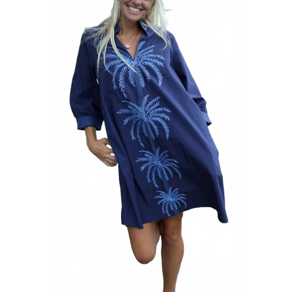 NEW NAVYBLEU campbell mini dress in navy palm